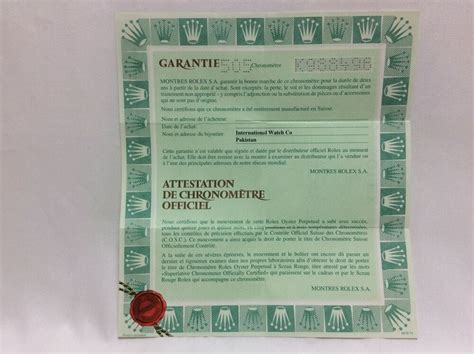 attestation de chronomètre officiel rolex e garanzia|rolex chronometer guarantee.